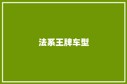 法系王牌车型