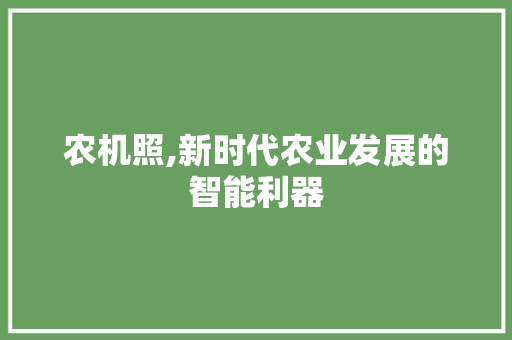 农机照,新时代农业发展的智能利器