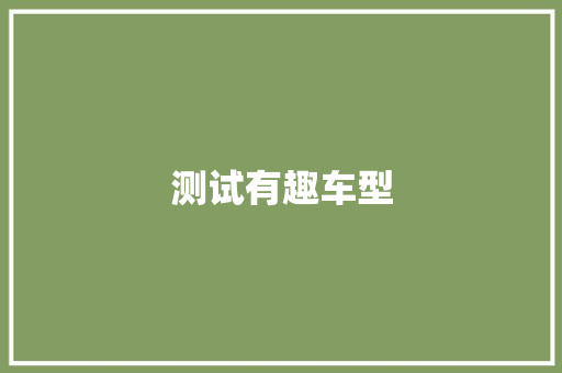 测试有趣车型