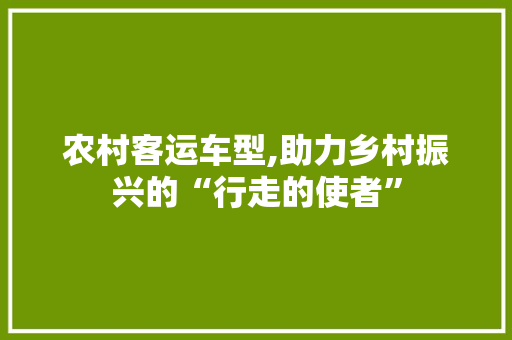 农村客运车型,助力乡村振兴的“行走的使者”