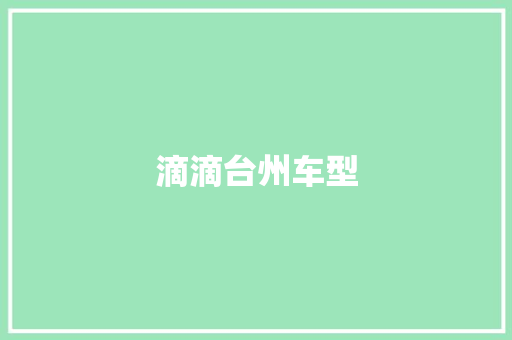 滴滴台州车型