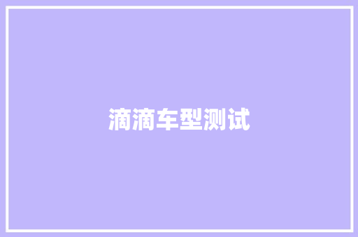 滴滴车型测试