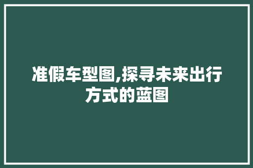 准假车型图,探寻未来出行方式的蓝图