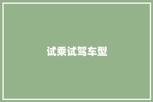 试乘试驾车型