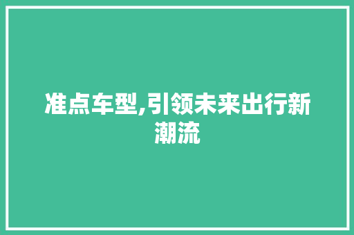 准点车型,引领未来出行新潮流