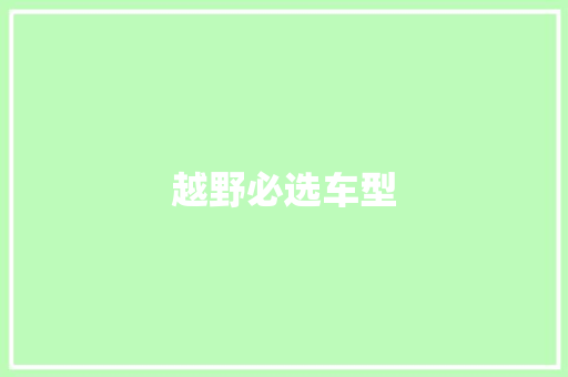 越野必选车型