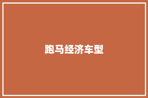 跑马经济车型