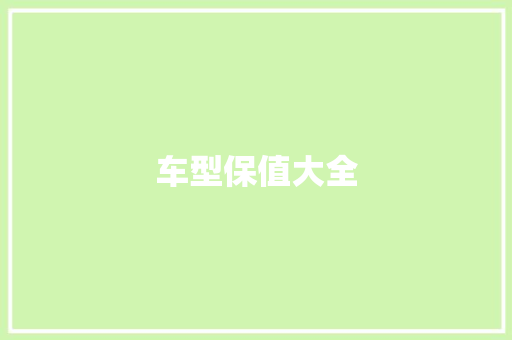 车型保值大全