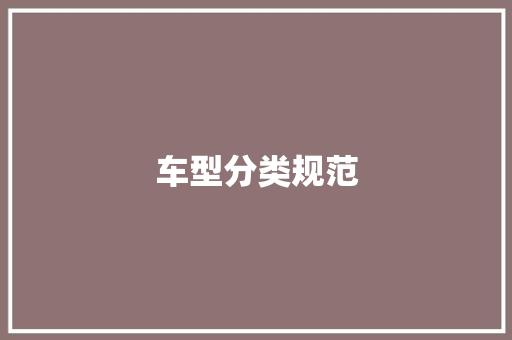 车型分类规范