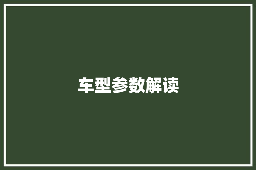 车型参数解读