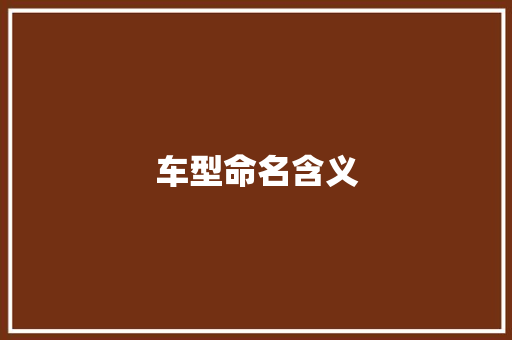 车型命名含义