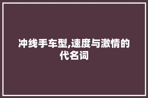 冲线手车型,速度与激情的代名词