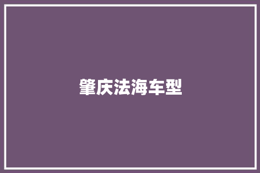 肇庆法海车型