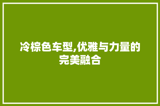 冷棕色车型,优雅与力量的完美融合
