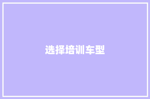 选择培训车型