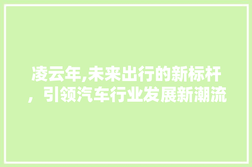 凌云年,未来出行的新标杆，引领汽车行业发展新潮流