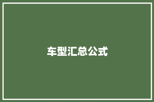 车型汇总公式
