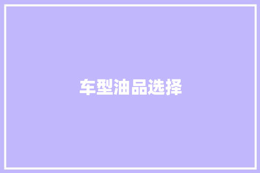 车型油品选择