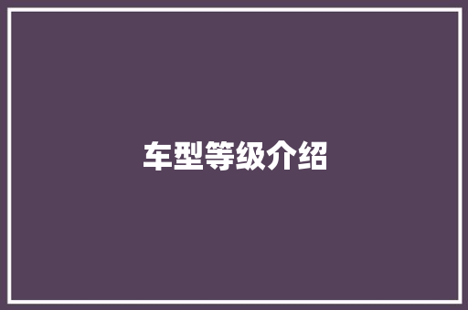 车型等级介绍
