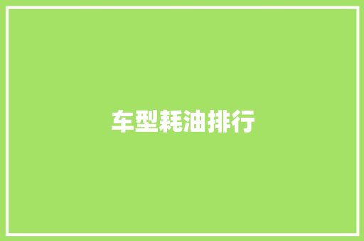 车型耗油排行