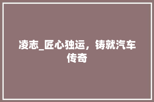 凌志_匠心独运，铸就汽车传奇