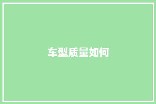 车型质量如何