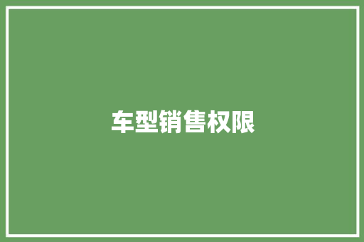 车型销售权限