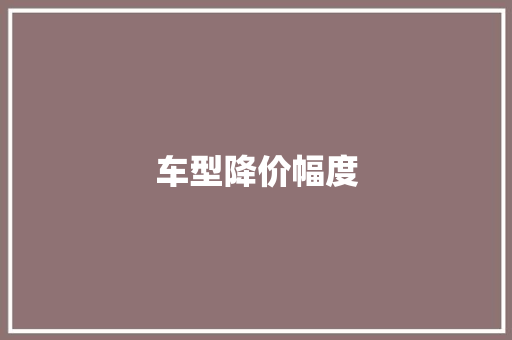 车型降价幅度
