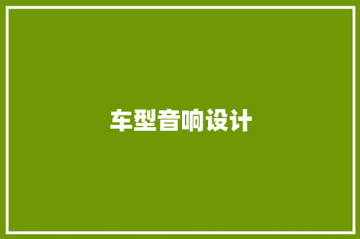 车型音响设计
