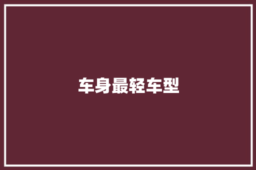 车身最轻车型