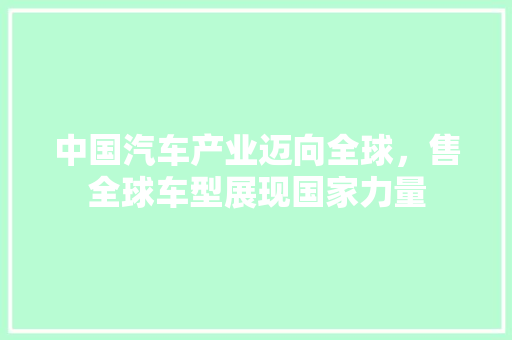 中国汽车产业迈向全球，售全球车型展现国家力量