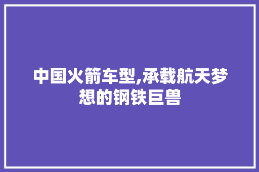 中国火箭车型,承载航天梦想的钢铁巨兽