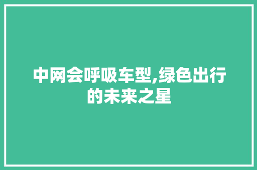 中网会呼吸车型,绿色出行的未来之星