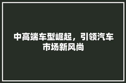 中高端车型崛起，引领汽车市场新风尚
