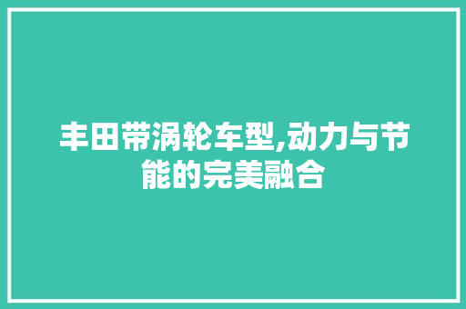 丰田带涡轮车型,动力与节能的完美融合