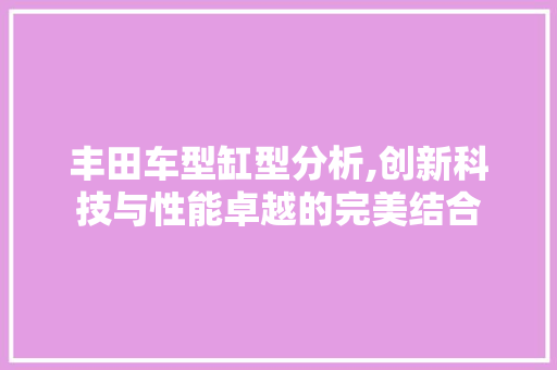 丰田车型缸型分析,创新科技与性能卓越的完美结合