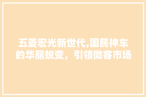 五菱宏光新世代,国民神车的华丽蜕变，引领微客市场新潮流