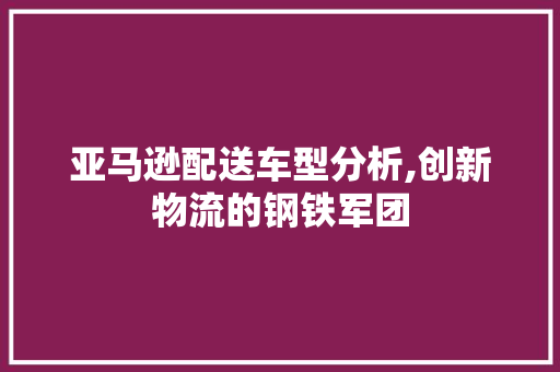 亚马逊配送车型分析,创新物流的钢铁军团