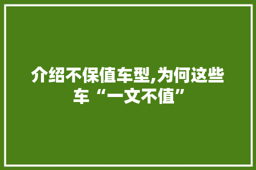 介绍不保值车型,为何这些车“一文不值”