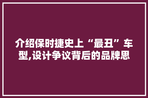 介绍保时捷史上“最丑”车型,设计争议背后的品牌思考