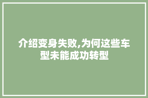 介绍变身失败,为何这些车型未能成功转型 汽车配件
