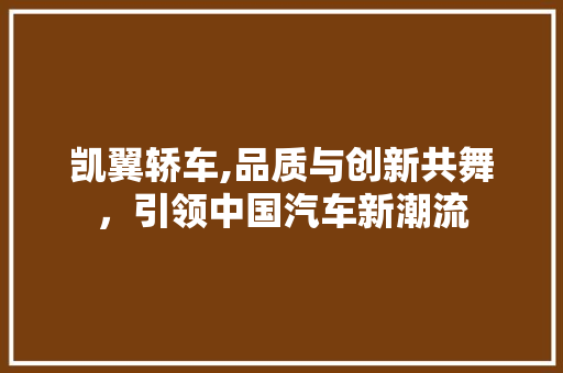 凯翼轿车,品质与创新共舞，引领中国汽车新潮流
