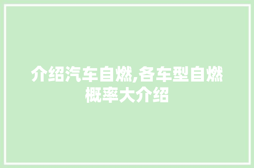 介绍汽车自燃,各车型自燃概率大介绍