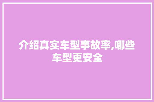 介绍真实车型事故率,哪些车型更安全