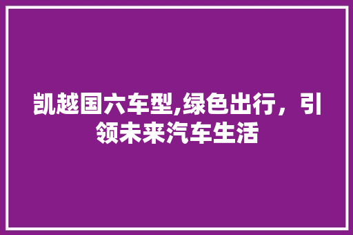 凯越国六车型,绿色出行，引领未来汽车生活