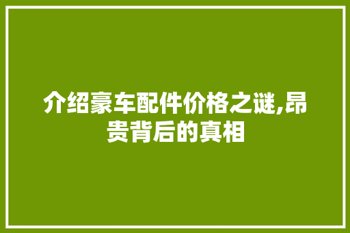 介绍豪车配件价格之谜,昂贵背后的真相