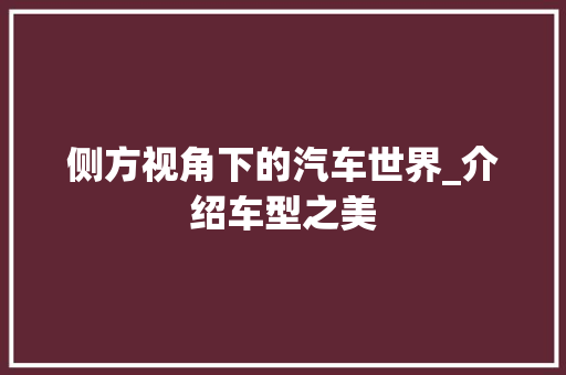 侧方视角下的汽车世界_介绍车型之美