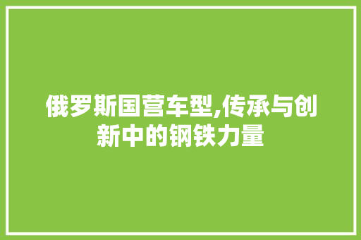 俄罗斯国营车型,传承与创新中的钢铁力量
