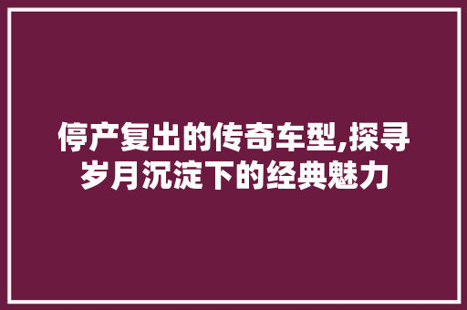 停产复出的传奇车型,探寻岁月沉淀下的经典魅力