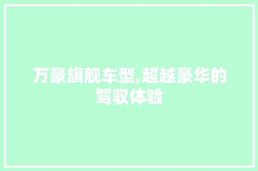万豪旗舰车型,超越豪华的驾驭体验
